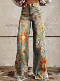 Josie | Damen Schlaghose Blumenmuster Romantic Retro Boho Trend in Blüte