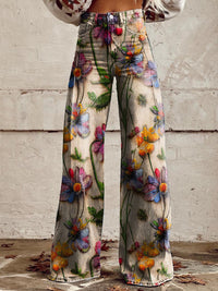 Josie | Damen Schlaghose Blumenmuster Romantic Retro Boho Trend in Blumen