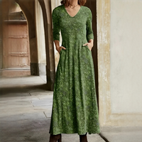 Sophie - Vintage-Kleid mit langen Ärmeln in Grün