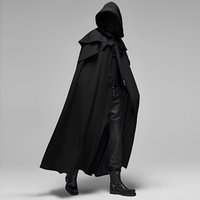 Lucien - Eleganter Gothic-Mantel mit Kapuze in Schwarz