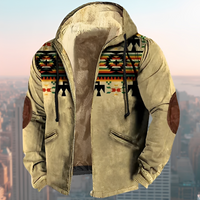 Laszlo - Hoodie-Jacke im Retro-Design in Khaki