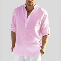 John - Gemütliches V-Ausschnitt-Shirt in Rosa