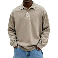 Clayton - Langarm-Poloshirt im zeitgemäßen Design in Khaki