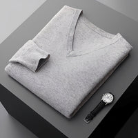 Walter - Bequemer V-Pullover in Grau