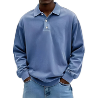 Clayton - Langarm-Poloshirt im zeitgemäßen Design in Blau