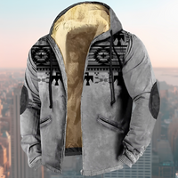 Laszlo - Hoodie-Jacke im Retro-Design in Grau