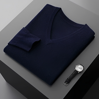 Walter - Bequemer V-Pullover in Dunkelblau