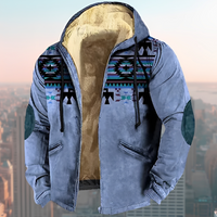 Laszlo - Hoodie-Jacke im Retro-Design in Blau