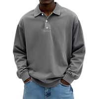 Clayton - Langarm-Poloshirt im zeitgemäßen Design in Grau