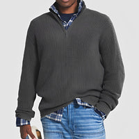 Constantine - Warmer Pullover mit halbem Zipper in Grau