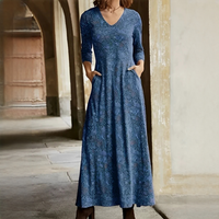 Sophie - Vintage-Kleid mit langen Ärmeln in Blau