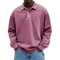 Clayton - Langarm-Poloshirt im zeitgemäßen Design in Rosa