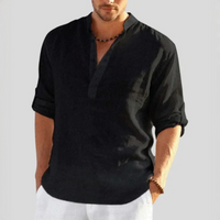 John - Gemütliches V-Ausschnitt-Shirt in Schwarz