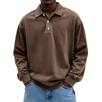 Clayton - Langarm-Poloshirt im zeitgemäßen Design in Braun