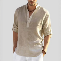 John - Gemütliches V-Ausschnitt-Shirt in Beige