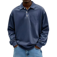 Clayton - Langarm-Poloshirt im zeitgemäßen Design in Marineblau