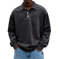 Clayton - Langarm-Poloshirt im zeitgemäßen Design in Schwarz