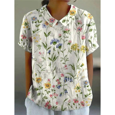 Bua® | Lässiges Damenshirt aus Baumwolle und Leinen mit Blumendruck