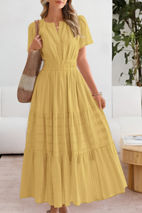 Damen Boho Breeze Midi Kleid in Gelb