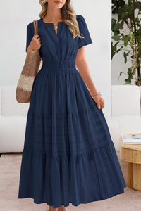 Damen Boho Breeze Midi Kleid in Marineblau