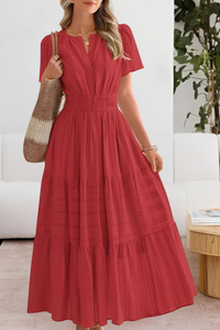 Damen Boho Breeze Midi Kleid in Rot