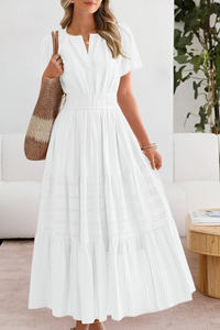 Damen Boho Breeze Midi Kleid in Weiß