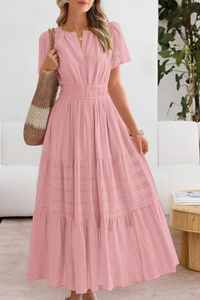 Damen Boho Breeze Midi Kleid in Rosa