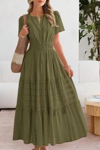 Damen Boho Breeze Midi Kleid in Grün