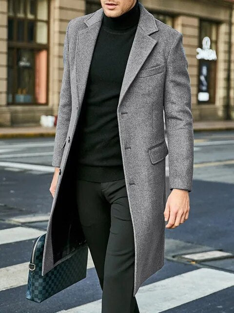 Eleganter einreihiger Trenchcoat für Herren