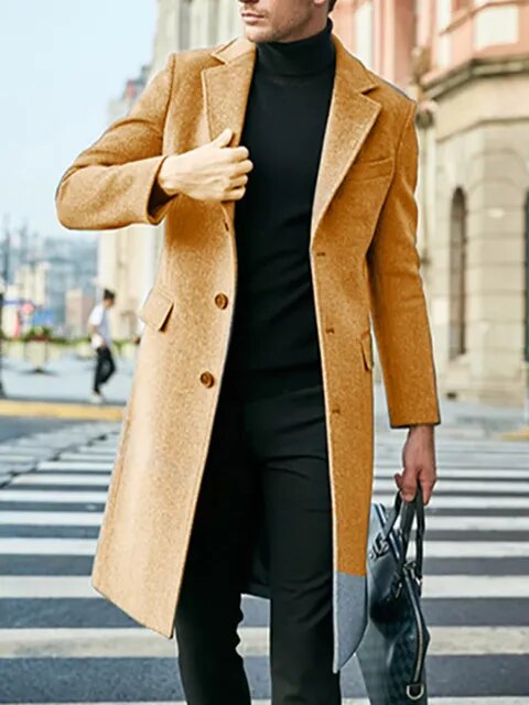 Eleganter einreihiger Trenchcoat für Herren