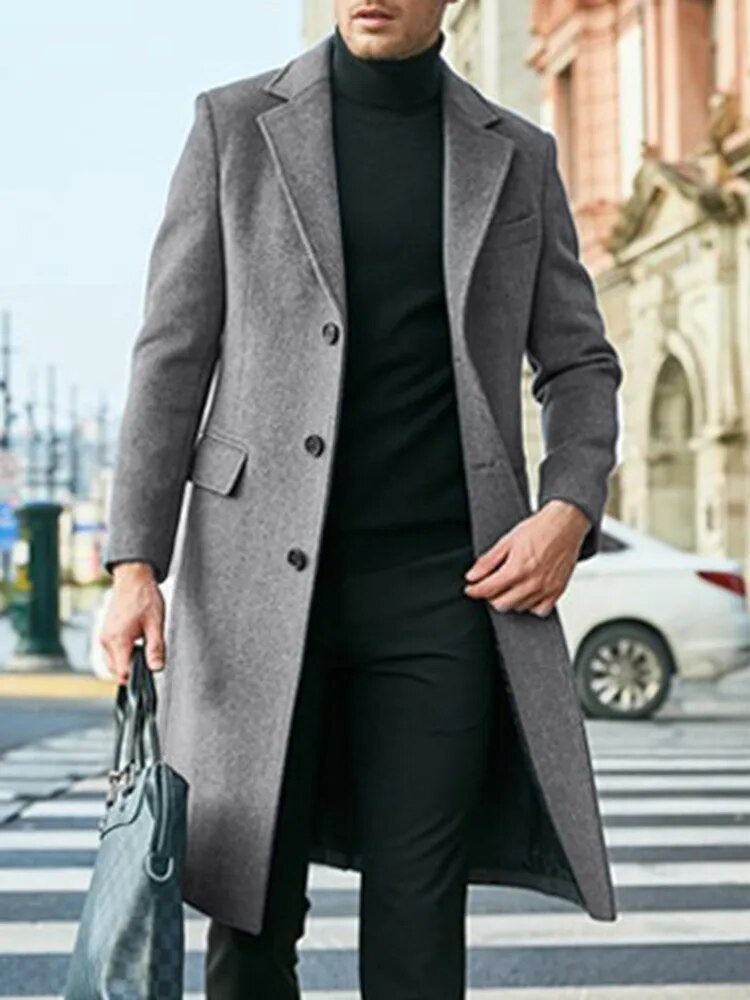Eleganter einreihiger Trenchcoat für Herren