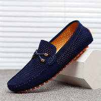 Jürgen | Herren atmungsaktive Leder-Loafer in Blau