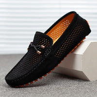 Jürgen | Herren atmungsaktive Leder-Loafer in Schwarz