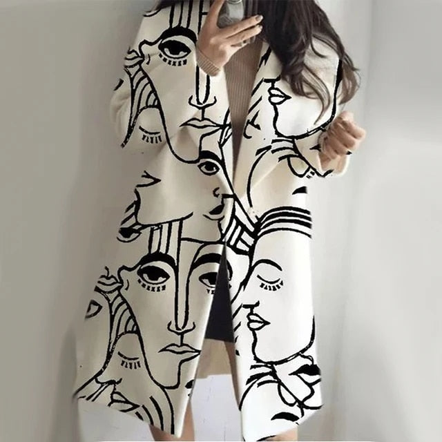 Fudus - Eleganter Langarm Revers Wollmantel