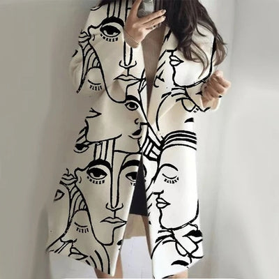 Fudus - Eleganter Langarm Revers Wollmantel