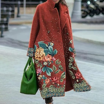 Fudus - Eleganter Langarm Revers Wollmantel