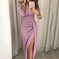 Amina Kleid | Elegantes Maxikleid mit Schlitz in Rosa