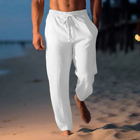 Andrew | Herren Luftige Hose Leicht Komfort Sommer Casual Modern in Weiß