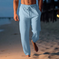Andrew | Herren Luftige Hose Leicht Komfort Sommer Casual Modern in Blau