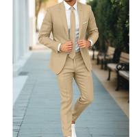 Lukas | Herren Anzug Slim Fit Business Elegante Linien Modern Festlich in Hellbraun