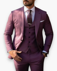 Friedrich | Herren Anzug Weste 3-Teilig Schlank Elegant Business Festlich in Violett