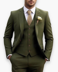 Friedrich | Herren Anzug Weste 3-Teilig Schlank Elegant Business Festlich in Grün