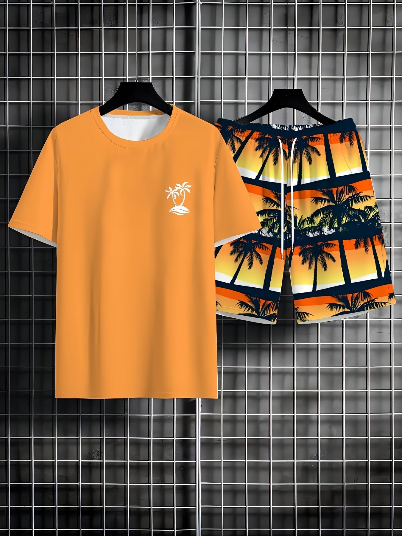 Fudus | Sommer Satz Aus T-shirt Und Kurzer Hose Mit Palmenprint