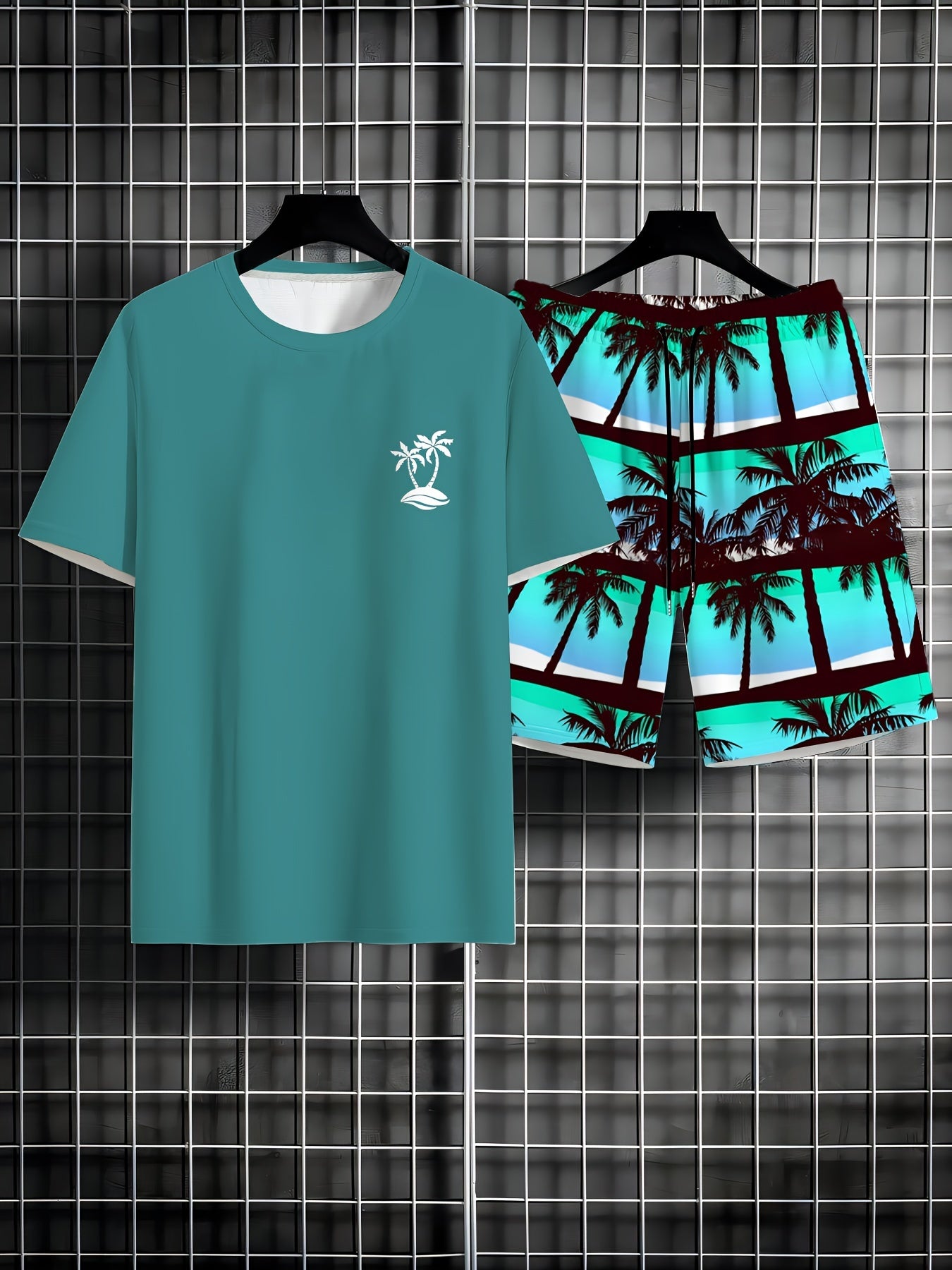 Fudus | Sommer Satz Aus T-shirt Und Kurzer Hose Mit Palmenprint