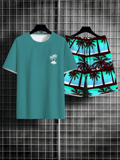 Fudus | Sommer Satz Aus T-shirt Und Kurzer Hose Mit Palmenprint