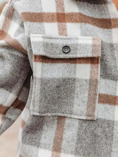 Karierte Jacke mit langen Ärmeln und Knopfleiste