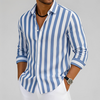 Lando | Herren Hemd Streifen Leger Casual Modern Sommer Vielseitig in Blau