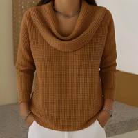 Danela – Eleganter Pullover Mit Wasserfallausschnitt in Braun