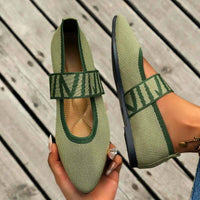 Susanne | Damen Ballerinas Spitz Elastischer Riemen Elegant Komfort Flach in Grün