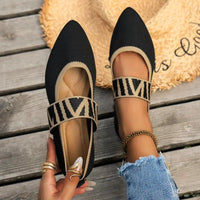 Susanne | Damen Ballerinas Spitz Elastischer Riemen Elegant Komfort Flach in Schwarz